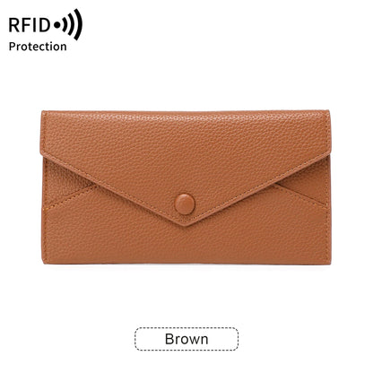 RFID Blocking Long PU Leather Wallet for Women – Envelope Clutch
