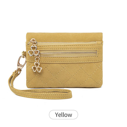 Women's Quilted PU Leather Bi-Fold Wallet with Wristlet & Zipper