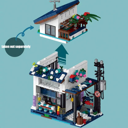 3-in-1 Beach House Building Blocks Set – MOC Coastal Villa Model