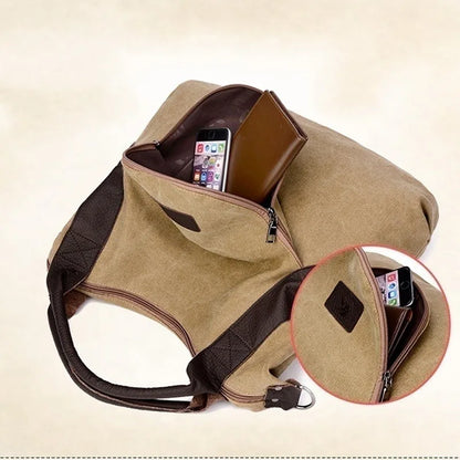 Large Canvas Shoulder Bag – Women's Crossbody Travel Tote