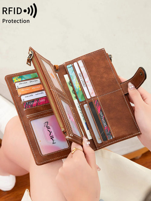 Women's RFID Blocking Trifold Long Wallet – Multifunction Card Holder