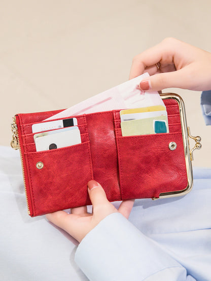 Women's Retro Kiss-Lock Coin Purse with Multi-Card Slots