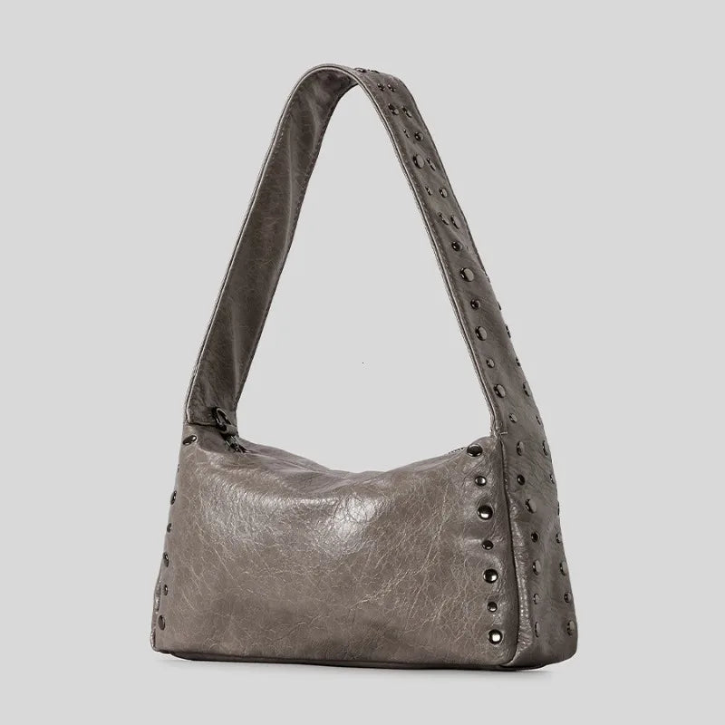 Punk Rivet Leather Shoulder Bag – Women's Underarm Hobo