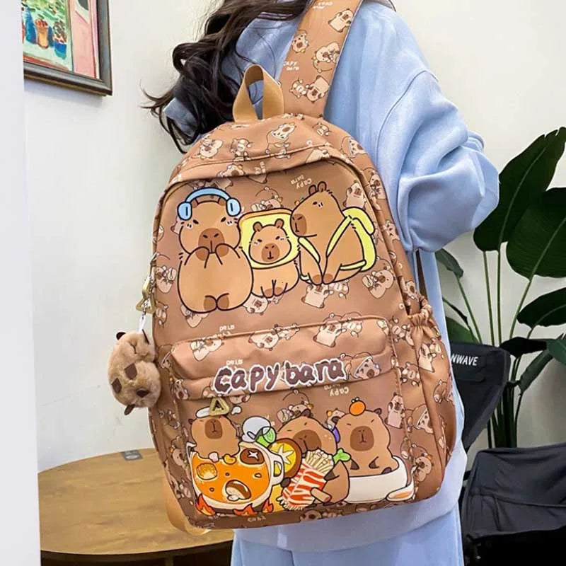 Cute Capybara Backpack for Kids, Teens & Women
