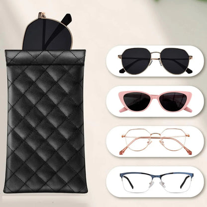 Soft PU Leather Glasses Case – Quilted Sunglasses Pouch