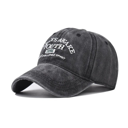 Vintage Baseball Cap – Letter Embroidery Washed Cotton Hat