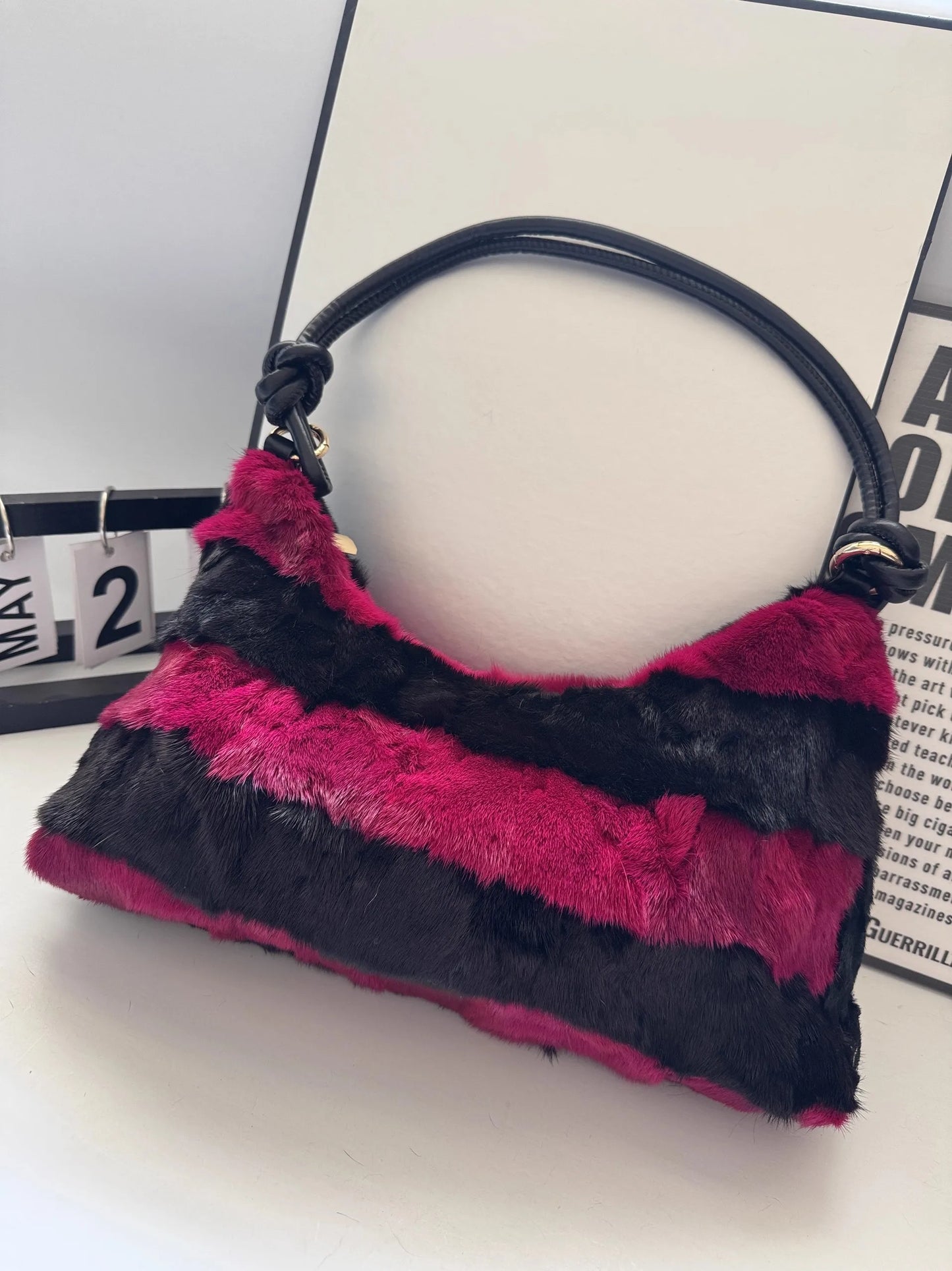 Real Fur Shoulder Bag Women Mink Hair Designer Luxury Handbag Trend Casual Elegant Female Bags