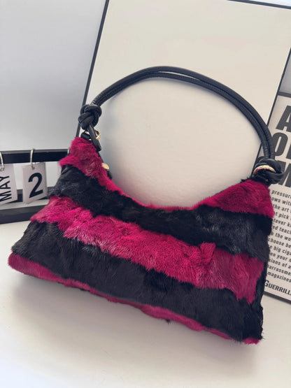 Real Fur Shoulder Bag Women Mink Hair Designer Luxury Handbag Trend Casual Elegant Female Bags