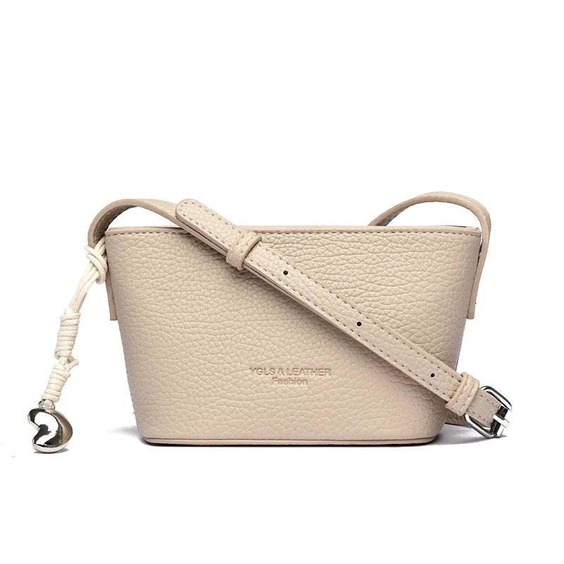 Women's Small PU Leather Crossbody Bucket Bag with Adjustable Strap