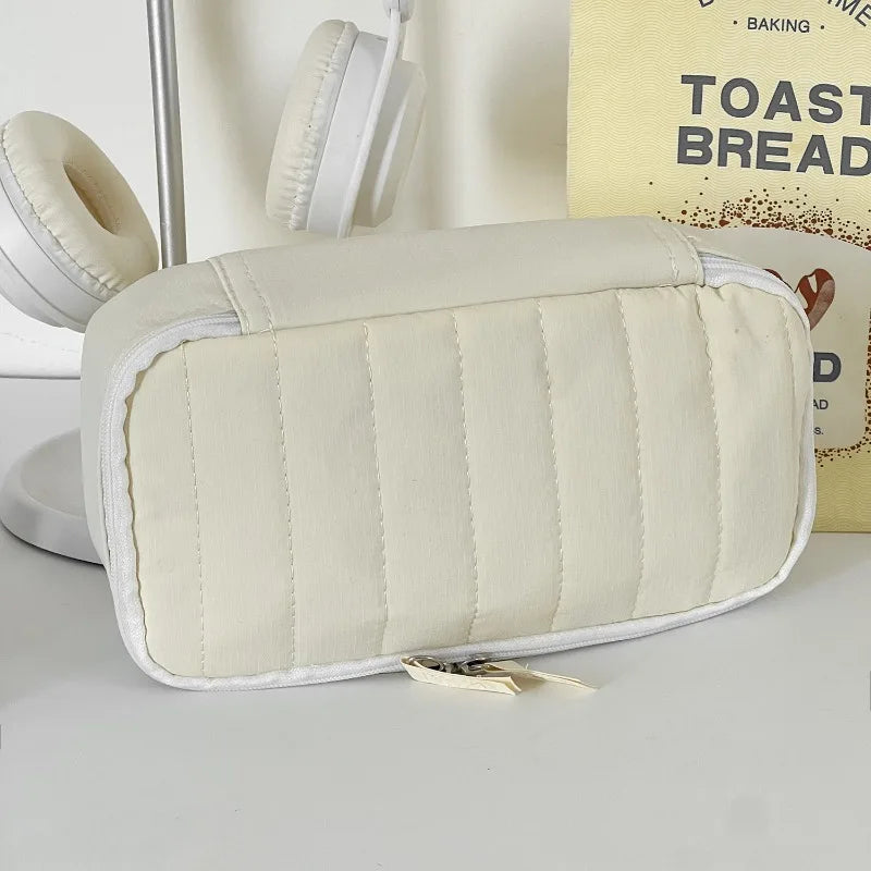Quilted Pencil Case – Fluffy Soft Fabric Zipper Pouch for Students