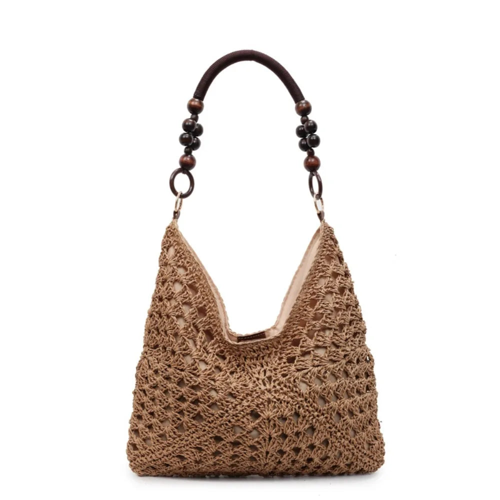 Bohemian Straw Woven Tote Bag – Large Capacity Beach Shoulder Bag