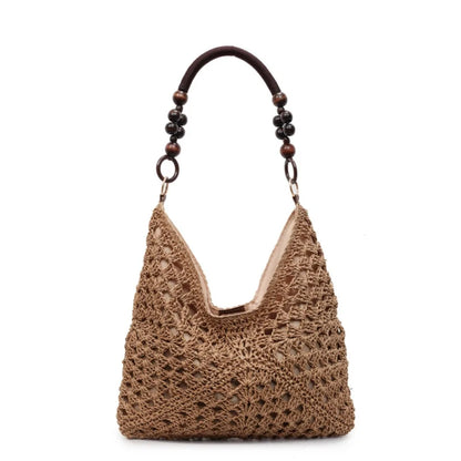 Bohemian Straw Woven Tote Bag – Large Capacity Beach Shoulder Bag