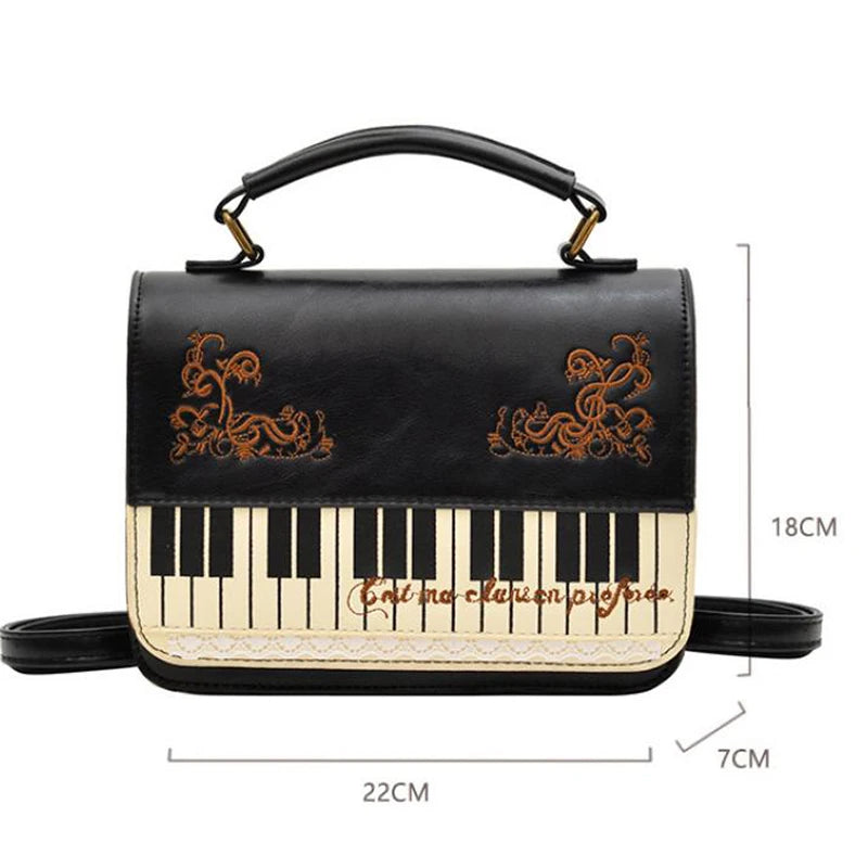 Piano Keyboard Crossbody Bag – Vintage Lace Embroidery Women's Handbag