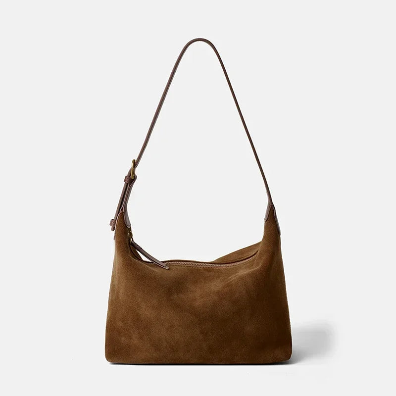 Suede Leather Crossbody Bag - Casual Shoulder Handbag for Women