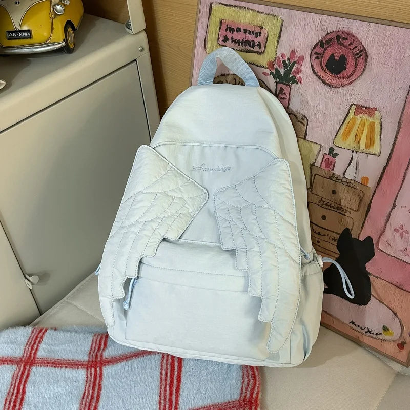 Y2K Angel Wing Canvas Backpack for Women