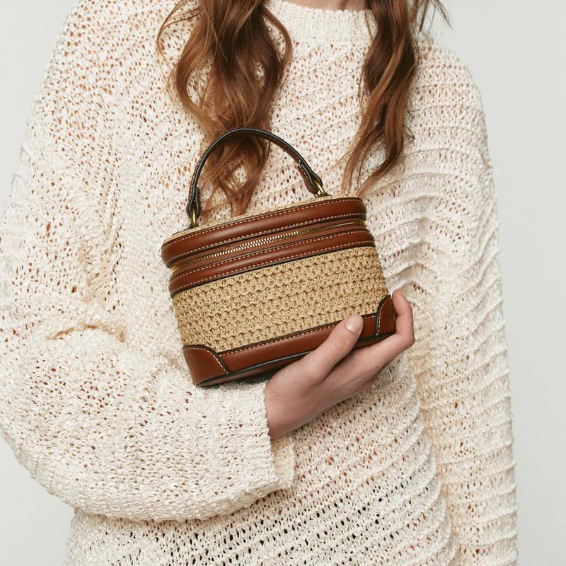 Woven Box Handbag – Women's Small Tote Crossbody Shoulder Bag