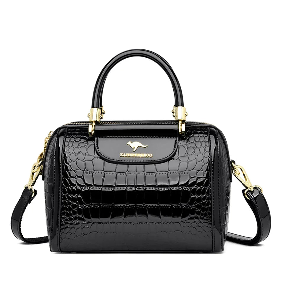 Crocodile Pattern Patent Leather Handbag – Women's Shoulder Crossbody Bag
