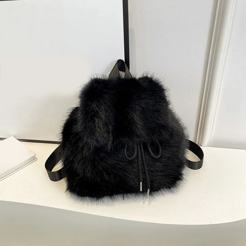 Soft Plush Furry Mini Backpack for Women – Cozy Winter Shoulder Bag