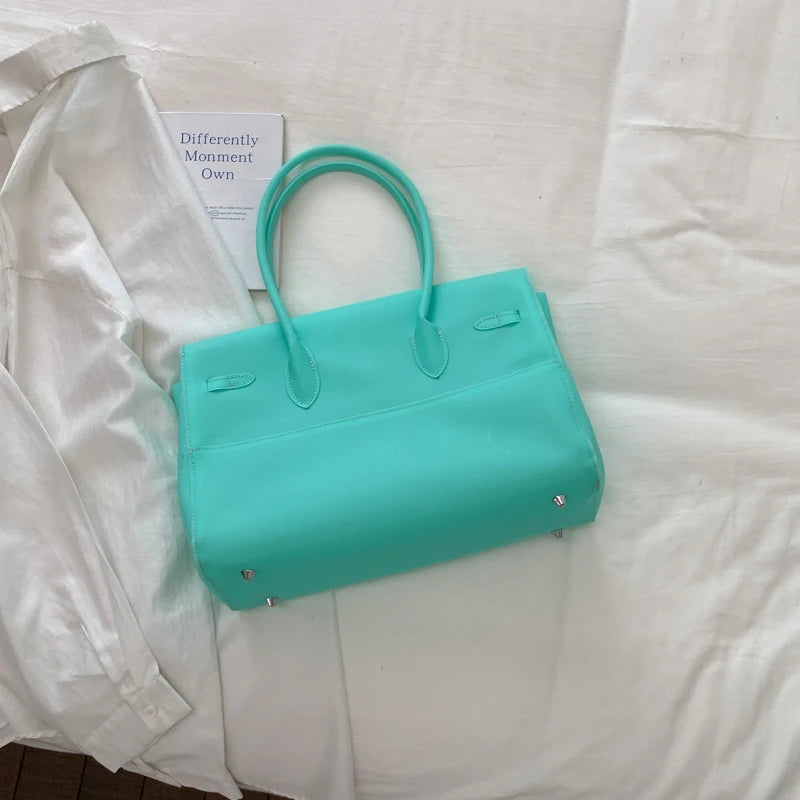 Y2K Jelly Tote Bag - PVC Candy Color Shoulder Bag for Women