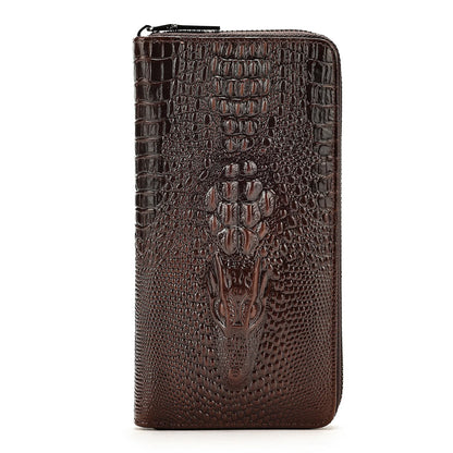 Crocodile Pattern Leather Long Wallet for Men – RFID Blocking