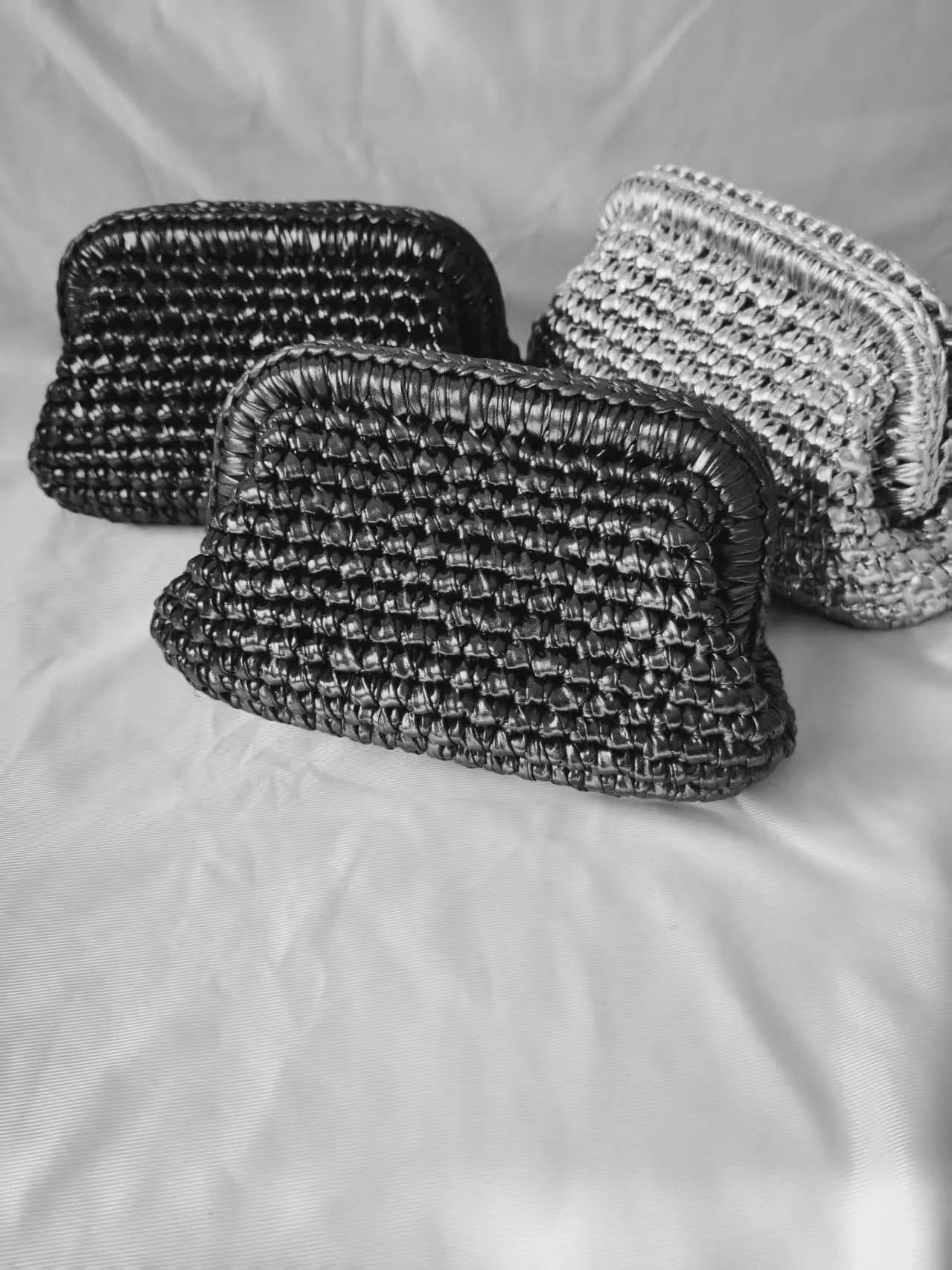 Metallic Crochet Clutch Bag – Woven Evening Purse