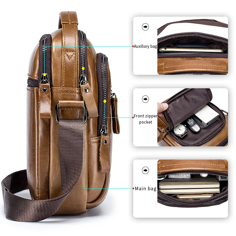 Men's Genuine Leather Shoulder Bag – Crossbody Messenger Bag