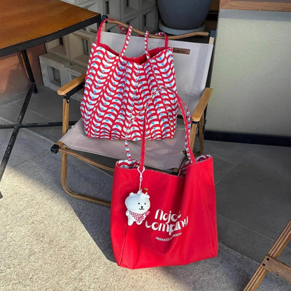 Wave Print Tote Bag for Women – Cute Reversible Shoulder Handbag