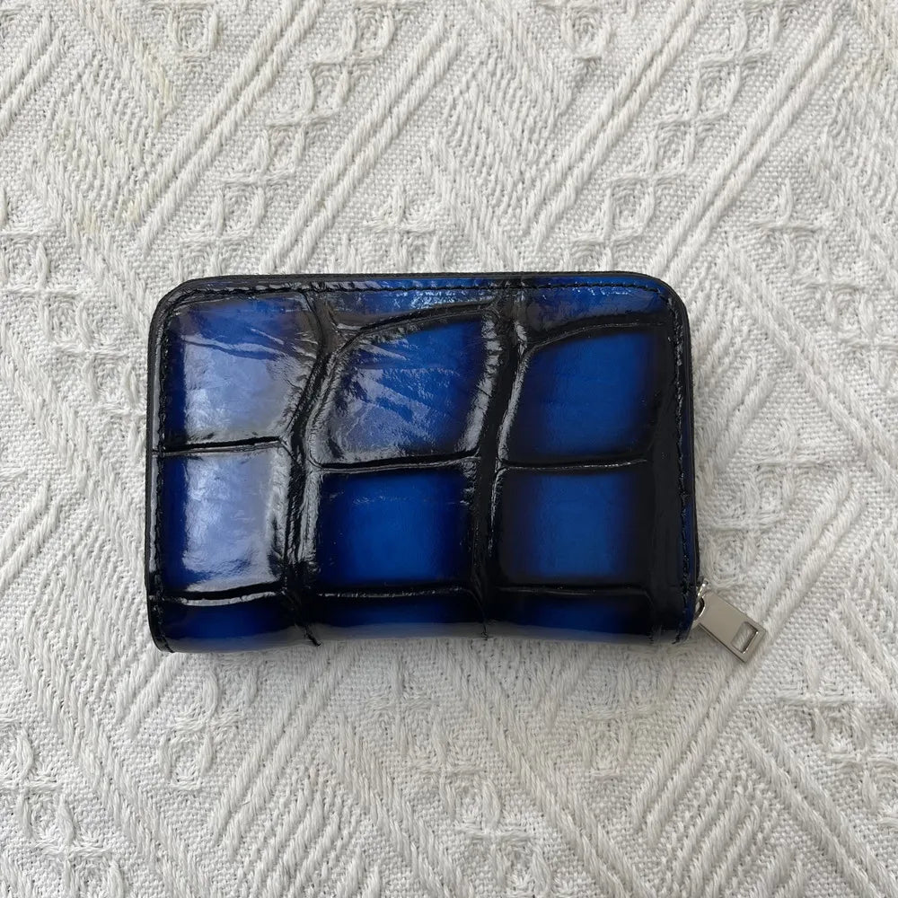 Genuine Crocodile Leather Zipper Coin Purse & Card Wallet