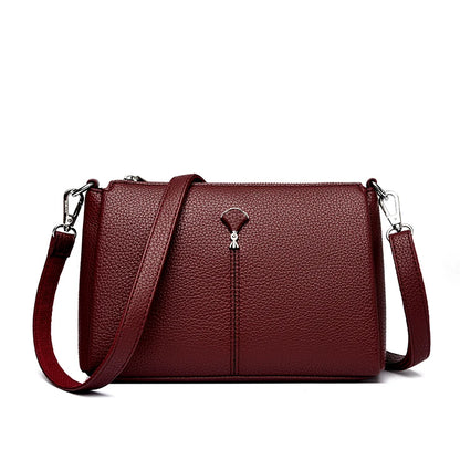 Leather Crossbody Bag for Women – 3-Layer Elegant Shoulder Purse