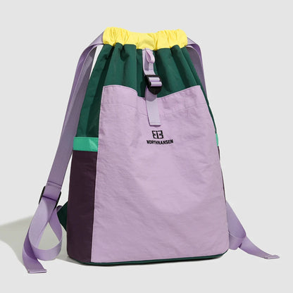 Drawstring Sports Backpack Multi-Color Patchwork Tennis Bag