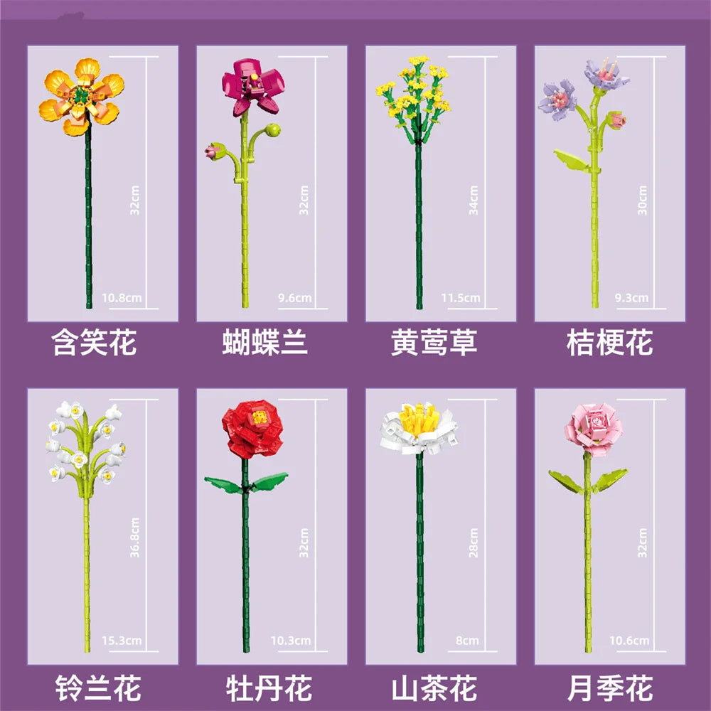Flower Bouquet Building Blocks Set – DIY Botanical Floral Arrangement
