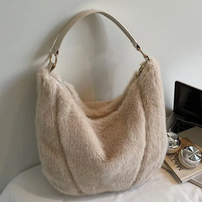 Autumn Winter Fluffy Tote Bag Korean Underarm Large Capacity Foreign Commuter Shoulder Women S