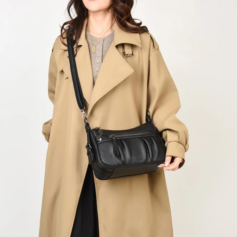 Women's PU Leather Tote Bag – 2-Layer Crossbody & Top-Handle Handbag