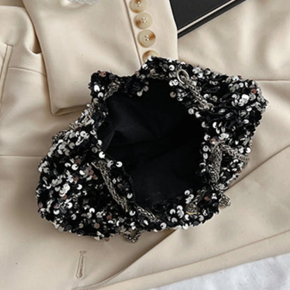 Sequin Bucket Bag Women Crossbody Chain Shoulder Bag