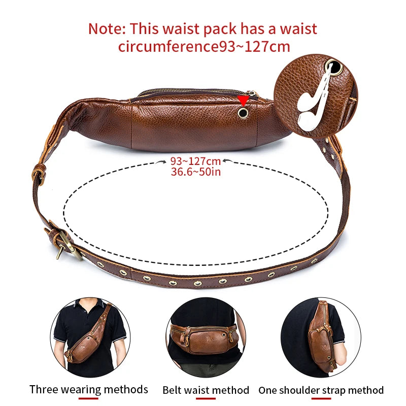 Men's Genuine Leather Waist Bag & Fanny Pack