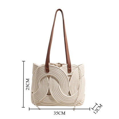 Rattan Straw Tote Bag – Women's Large Handwoven Beach Shoulder Bag