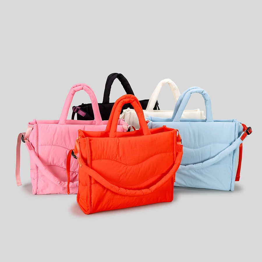Quilted Padded Large Tote Bag Soft Puffer Women Handbag Casual Nylon Down Cotton Shoulder Crossbody