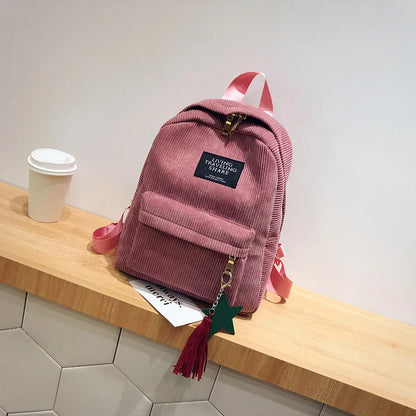 Women's Casual Corduroy Backpack – School & Travel Bag