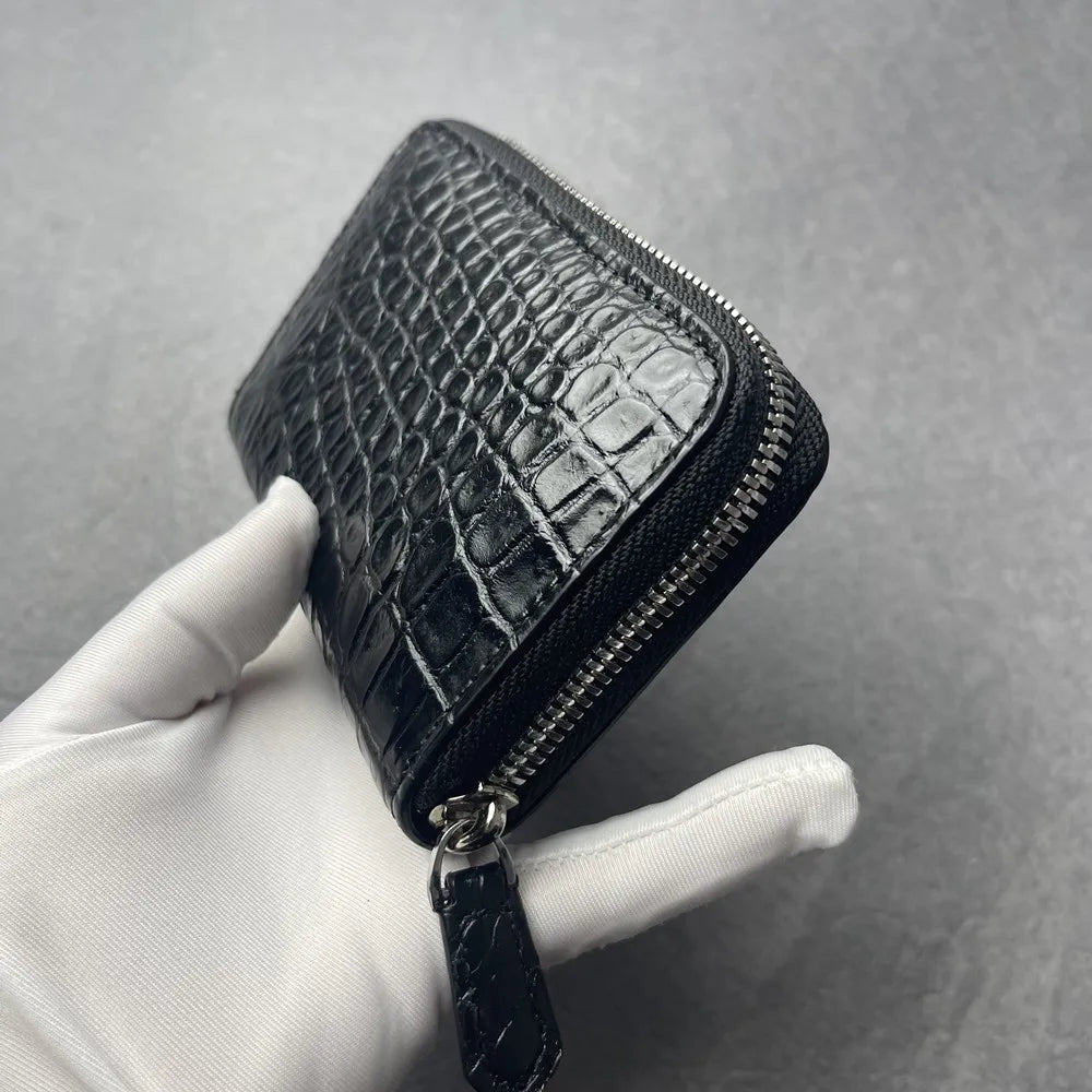Crocodile Leather Zip Wallet – Unisex Card & Coin Purse