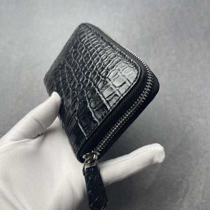 Crocodile Leather Zip Wallet – Unisex Card & Coin Purse
