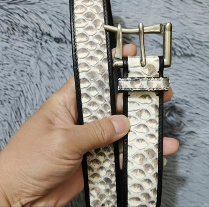 Genuine Snake Leather Men's Belt – Needle Buckle, 1.5" Width