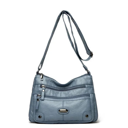 Women's Leather Shoulder Bag – Large Capacity Multi-Pocket Crossbody