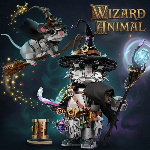 Wizard Cat MOC Building Blocks Set – Fantasy Brick Figure 676-1458pcs