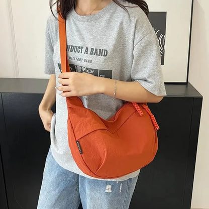 Nylon Crossbody Shoulder Bag for Women – Large Capacity with Zipper