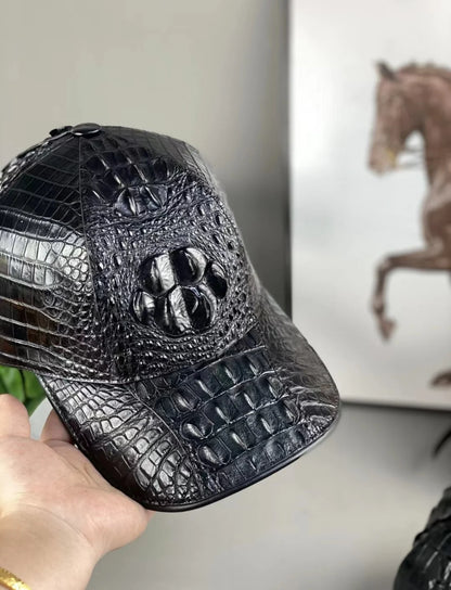 Luxury Crocodile Leather Baseball Cap for Men