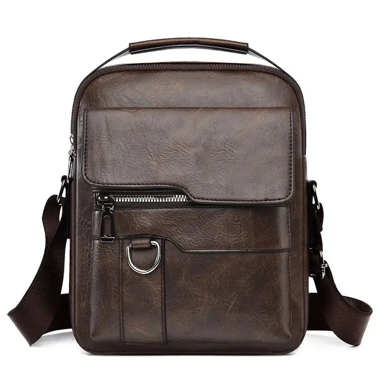 Men's PU Leather Messenger Bag – Business Crossbody Shoulder Bag