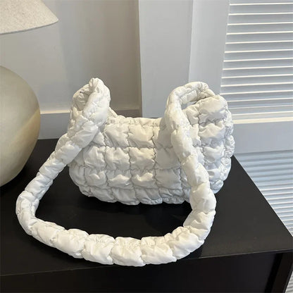 Quilted Puffer Hobo Bag for Women – Nylon Shoulder Purse