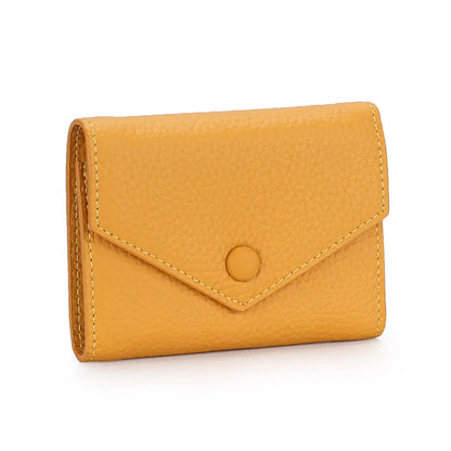 Genuine Leather Trifold Wallet for Women – Slim Cowhide Card Holder