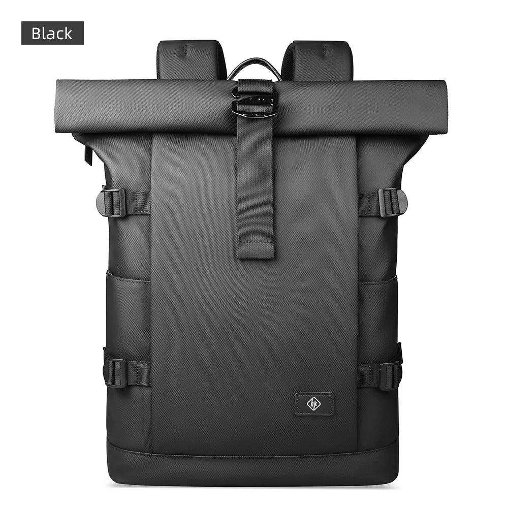 Roll-Top Travel Backpack – Expandable 15.6" Laptop Bag for Men