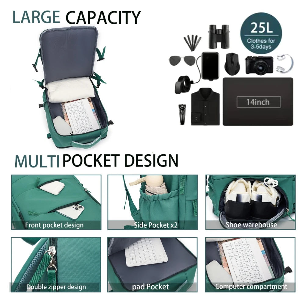 Large Capacity Travel Backpack with Luggage Strap for Women